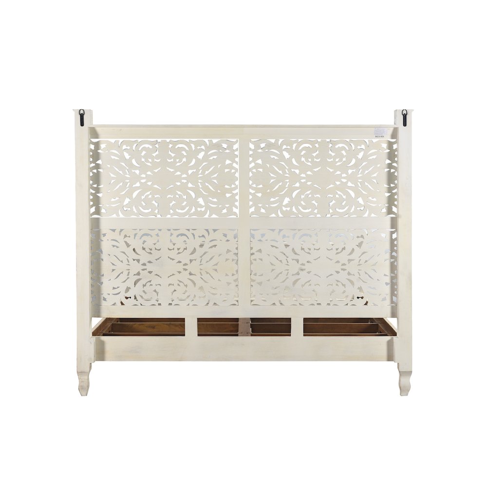 Elowen Floral Carved Solid Wood King Panel Bed. Picture 6