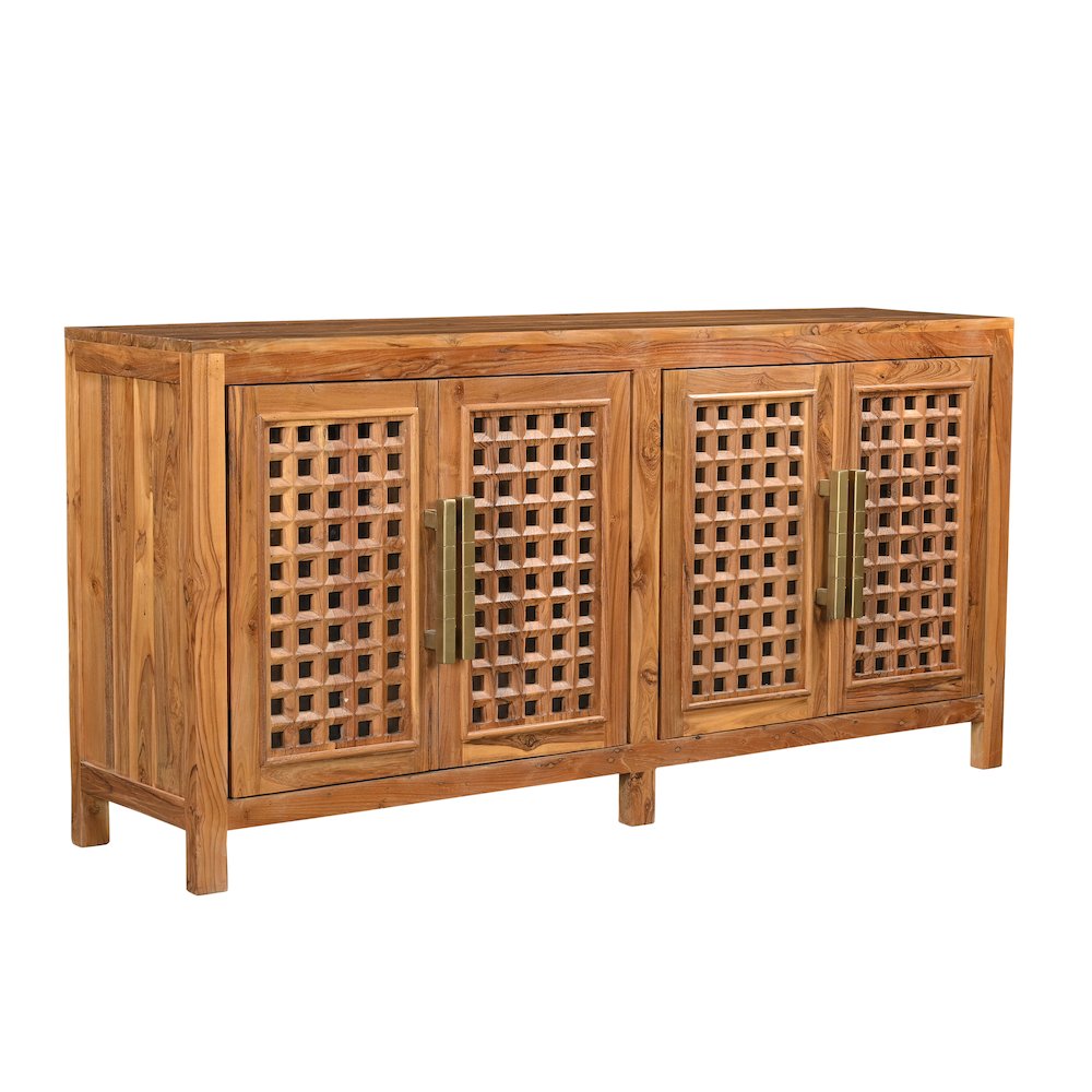 Grayson 4-door Carved Solid Wood Sideboard. Picture 1