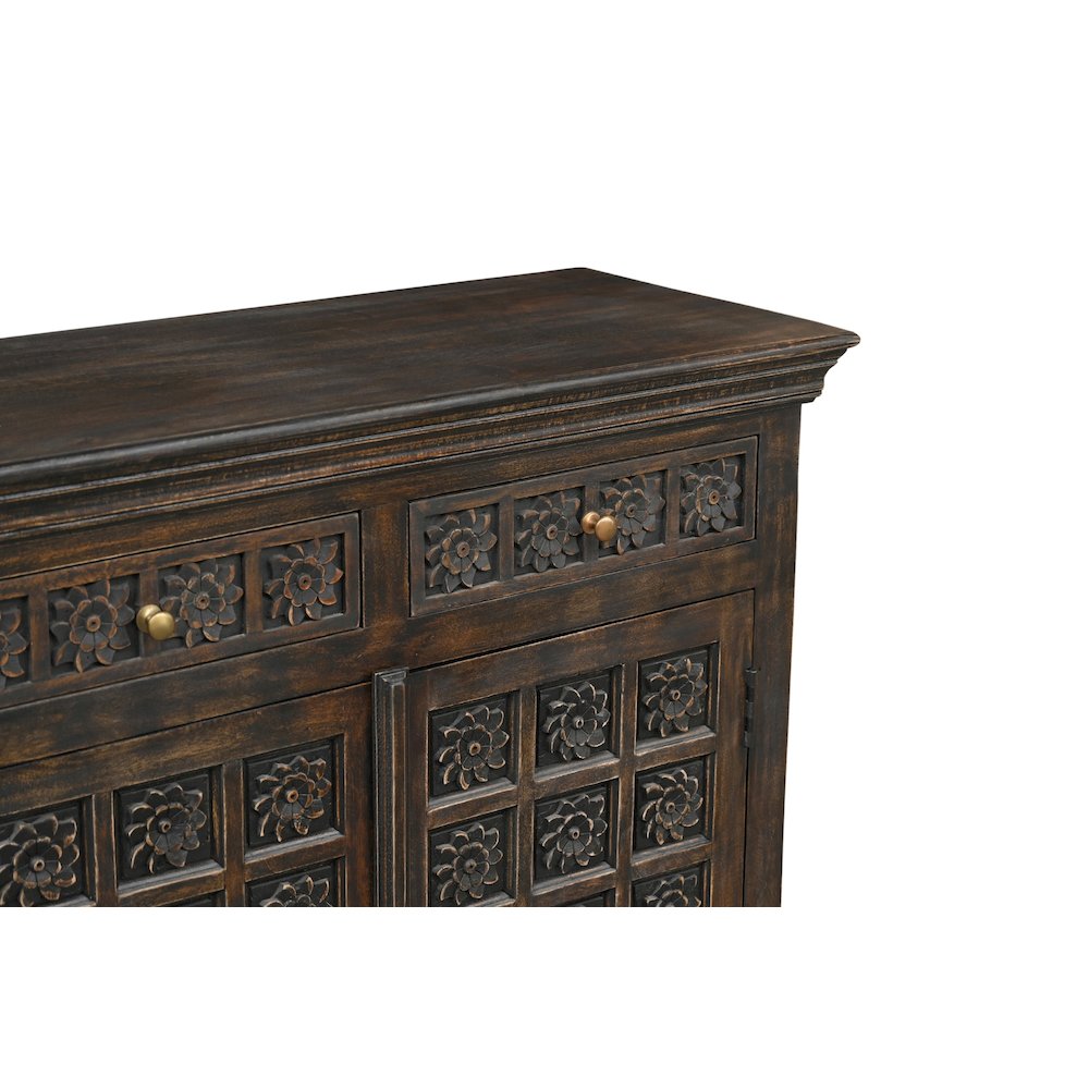Grayson 6-drawer 6-door Carved Solid Wood Sideboard, Brown. Picture 3