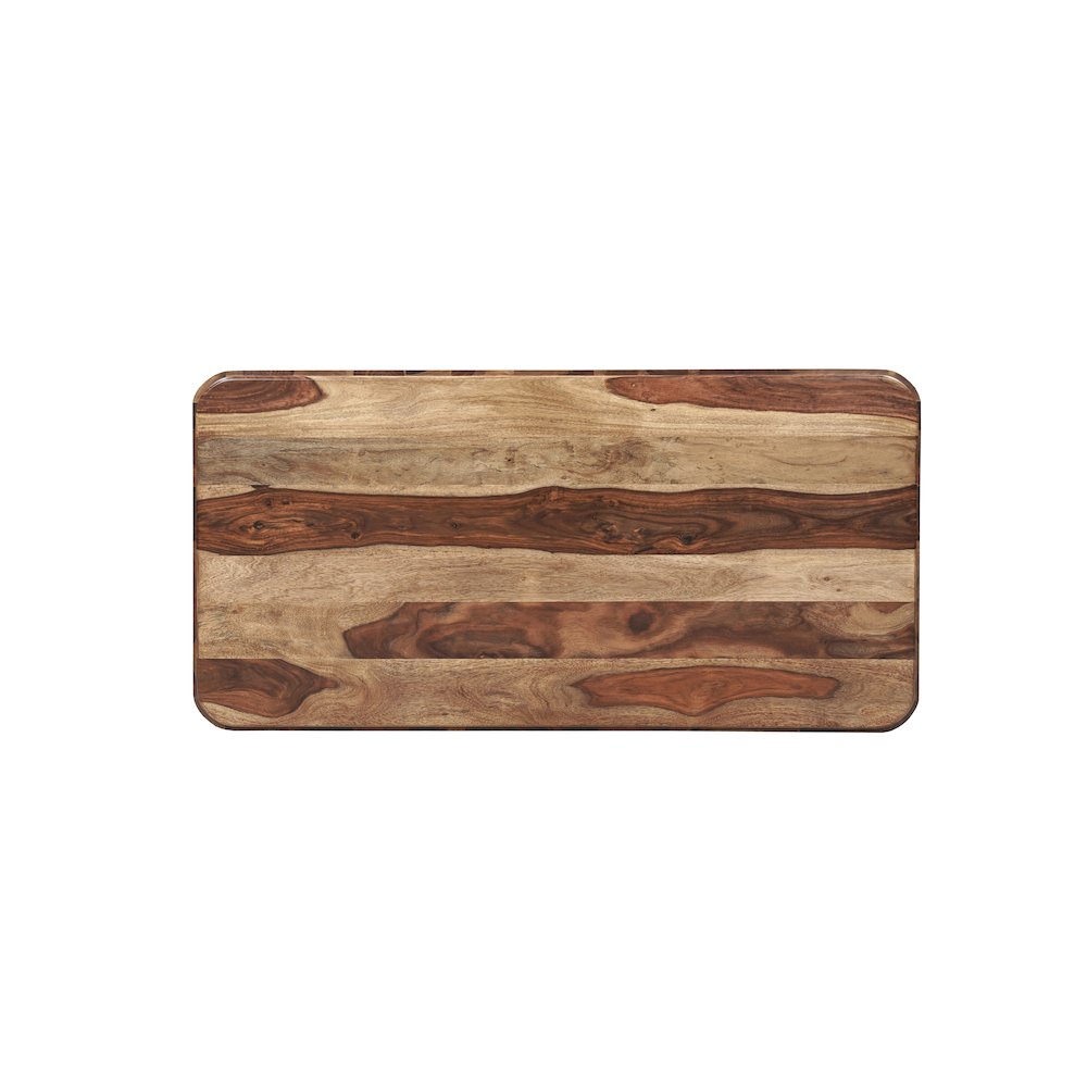 Marin Solid Wood Rectangular Coffee Table with Low Base, Brown Finish. Picture 4