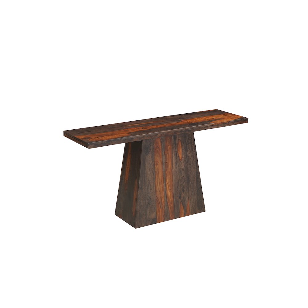 Marin Solid Wood Rectangular Console Table with Pedestal Base, Brown Finish. Picture 1