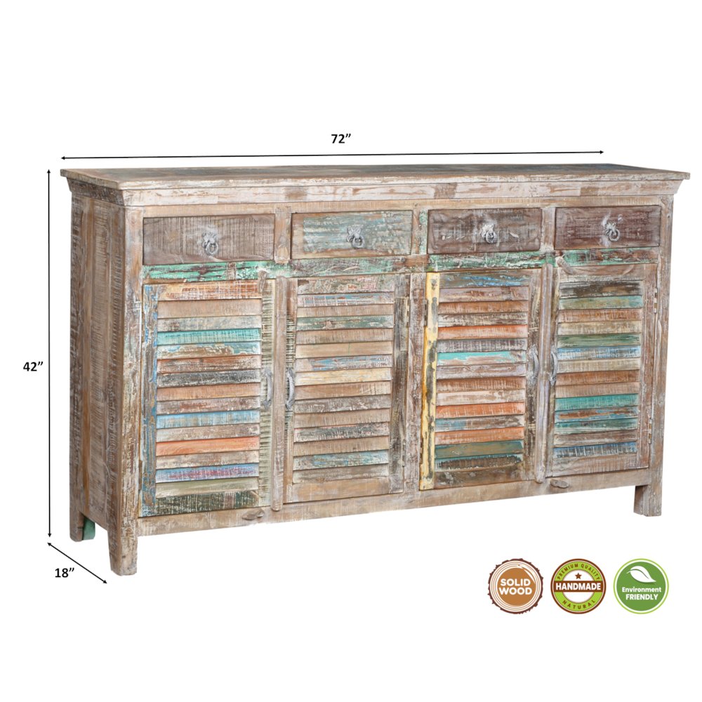 Prescott 4-drawer 4-door Shutter Solid Wood Sideboard. Picture 4