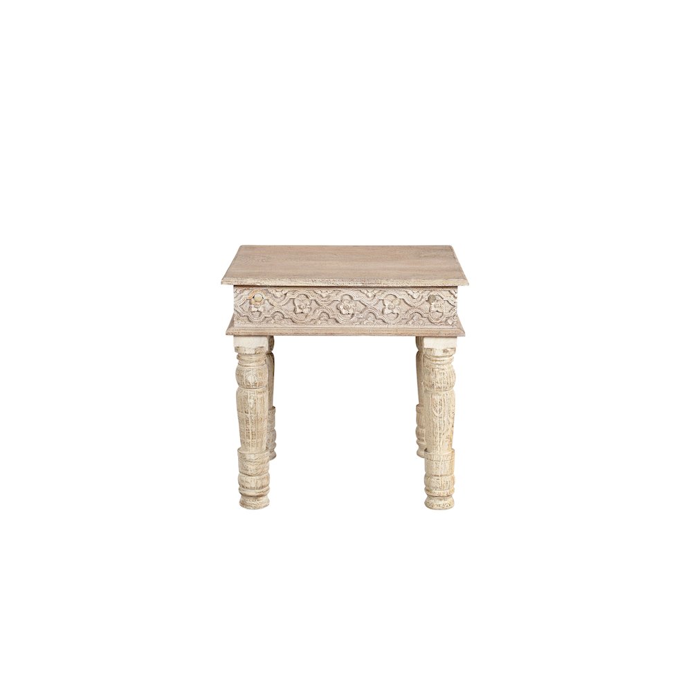 Eldris Carved Solid Wood End Table. Picture 2
