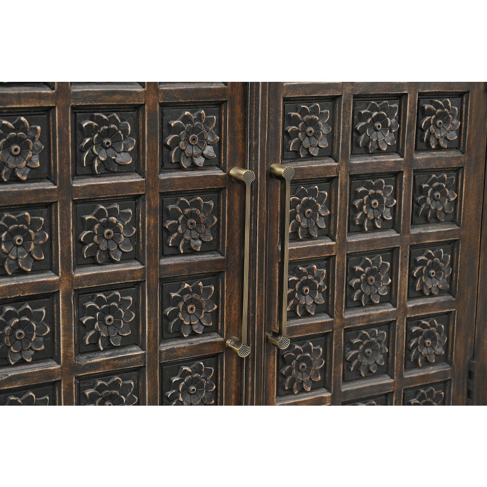 Grayson 6-drawer 6-door Carved Solid Wood Sideboard, Brown. Picture 5