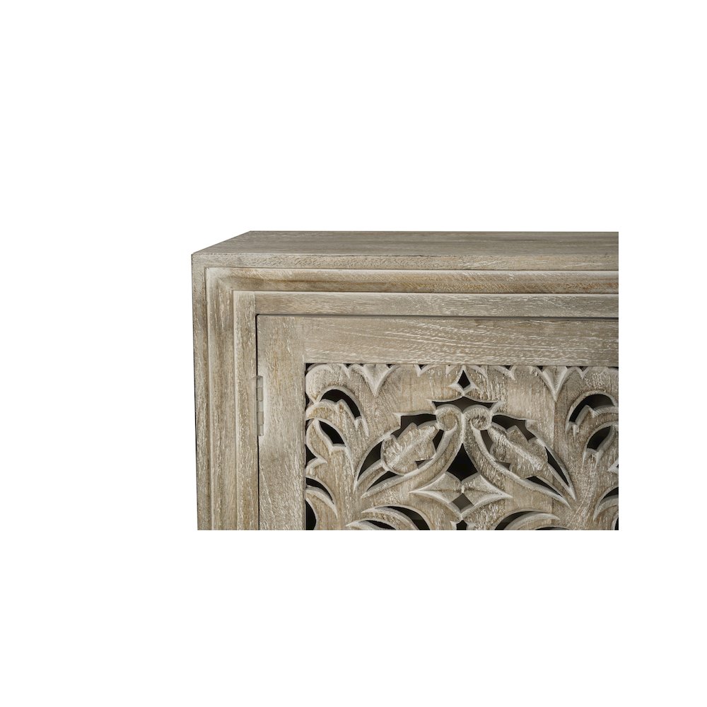 Calista 4-door Floral Carved Solid Wood Sideboard. Picture 4