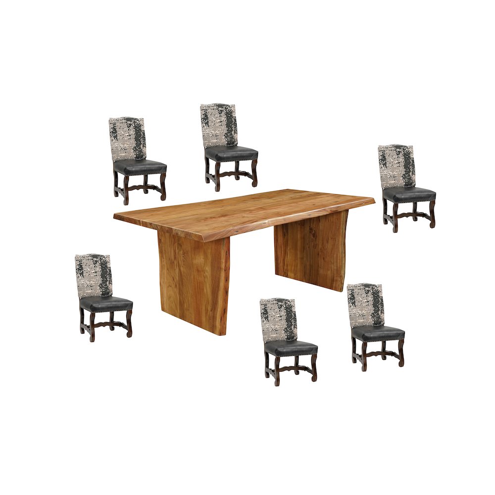 Savoy 7-piece Live Edge Solid Wood Dining Set. Picture 1