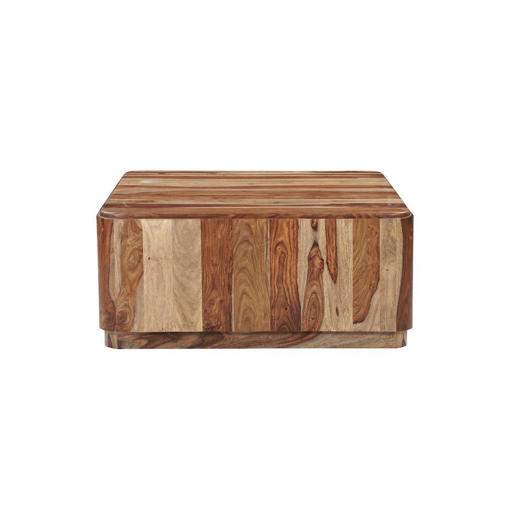 Marin Solid Wood Square Coffee Table with Low-Profile Base, Brown Finish. Picture 2