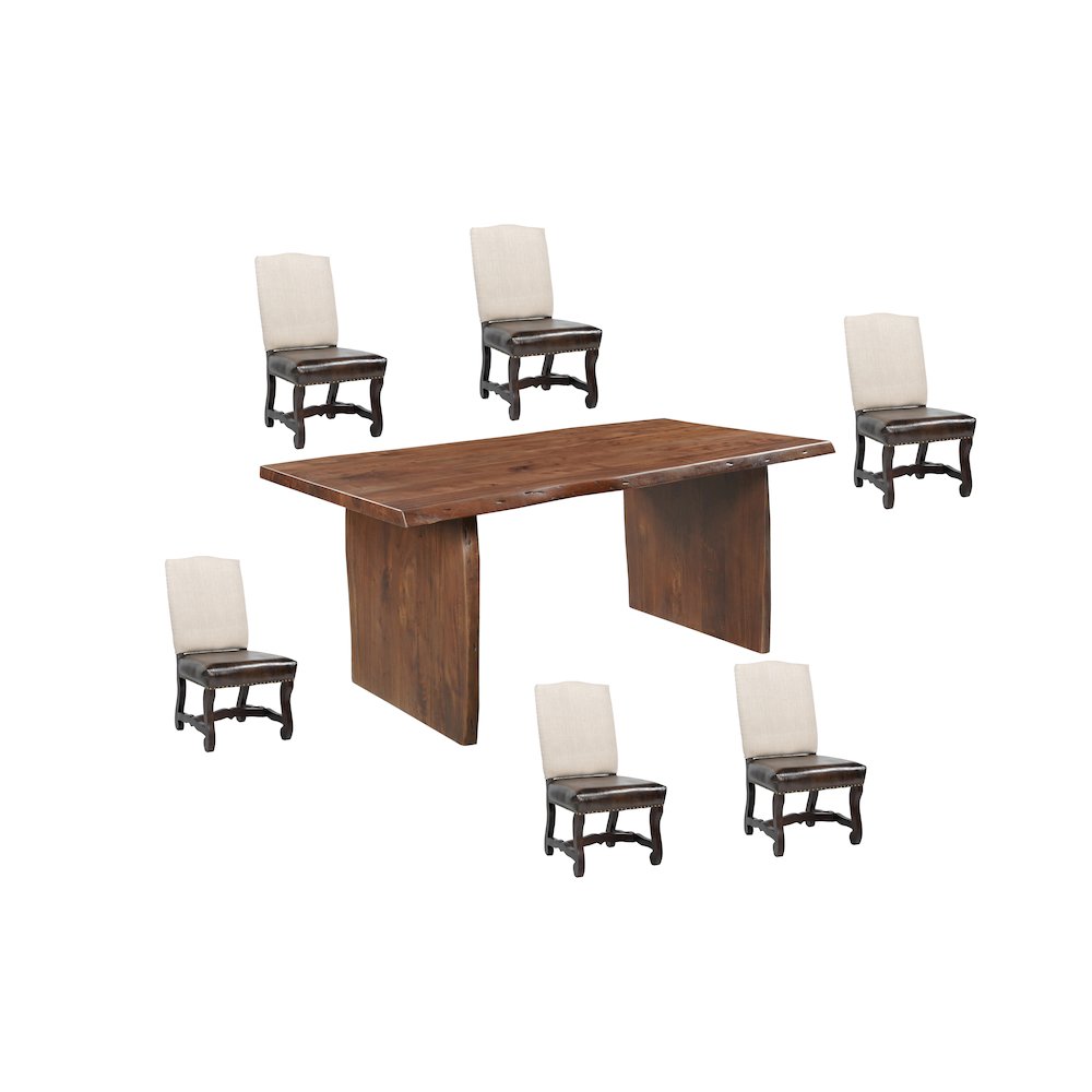Savoy 7-piece Live Edge Solid Wood Dining Set. Picture 1