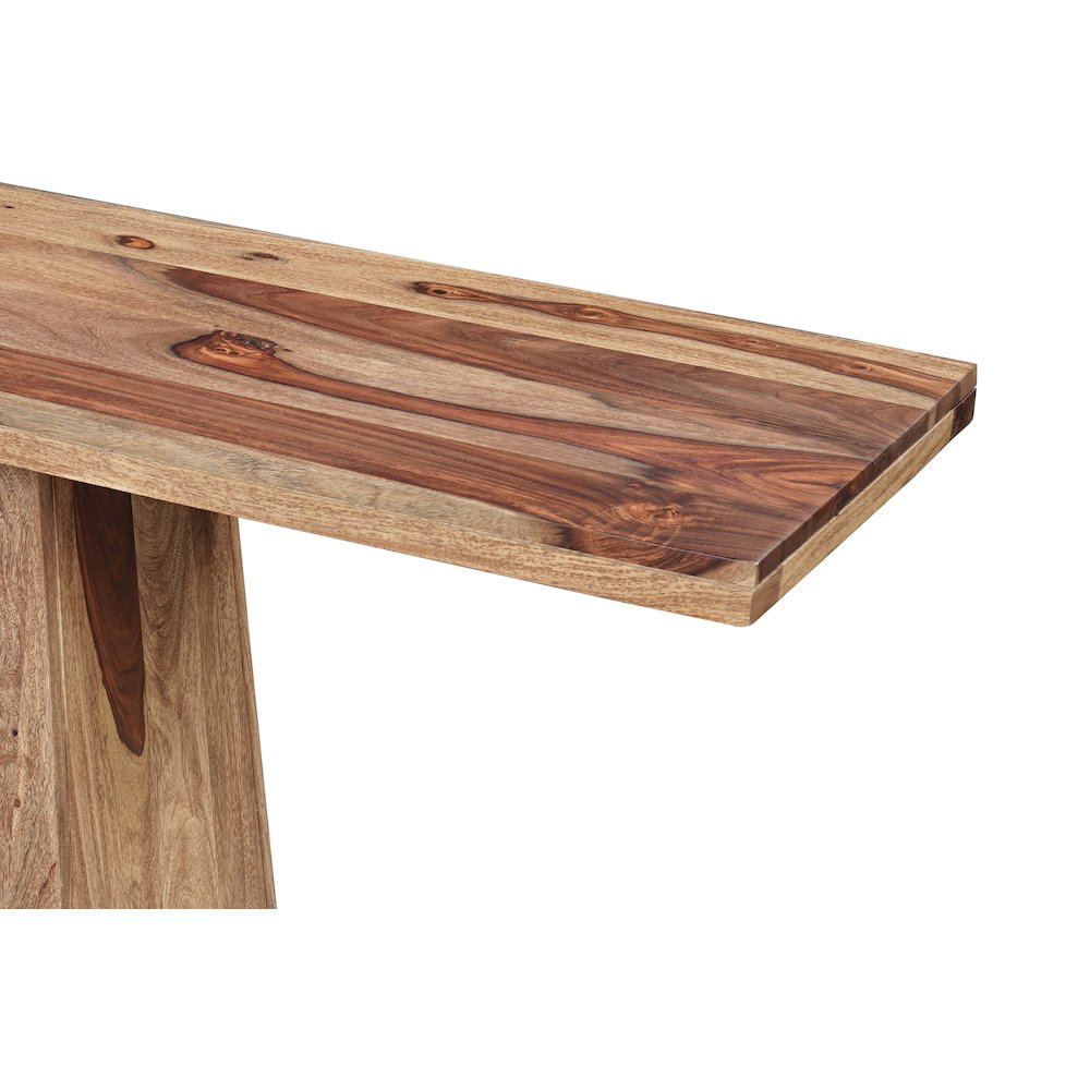 Marin Solid Wood Rectangular Console Table with Pedestal Base, Brown Finish. Picture 3