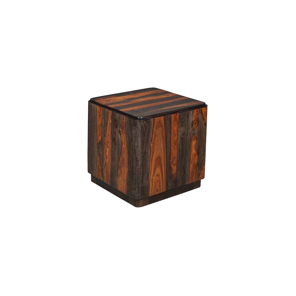 Marin Solid Wood Square End Table with Low-Profile Platform Base, Brown Finish. Picture 1