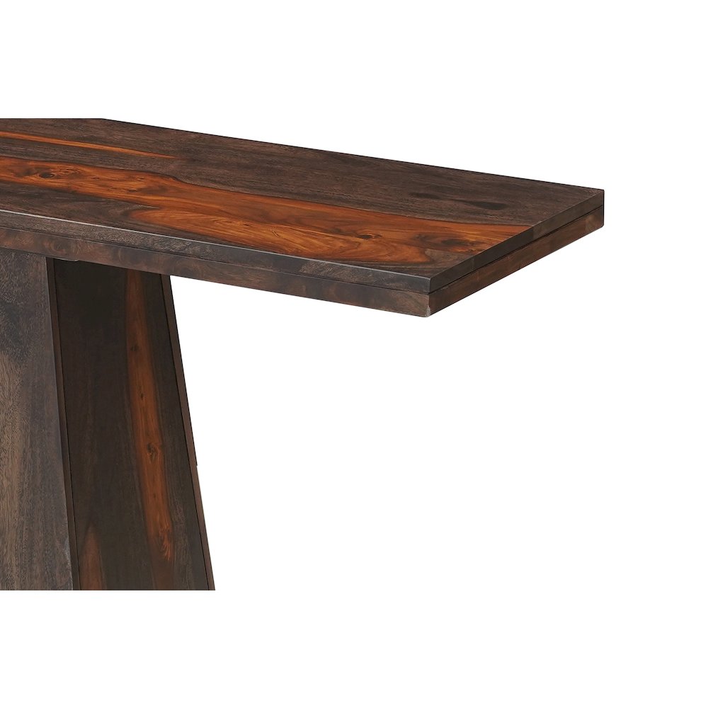 Marin Solid Wood Rectangular Console Table with Pedestal Base, Brown Finish. Picture 7