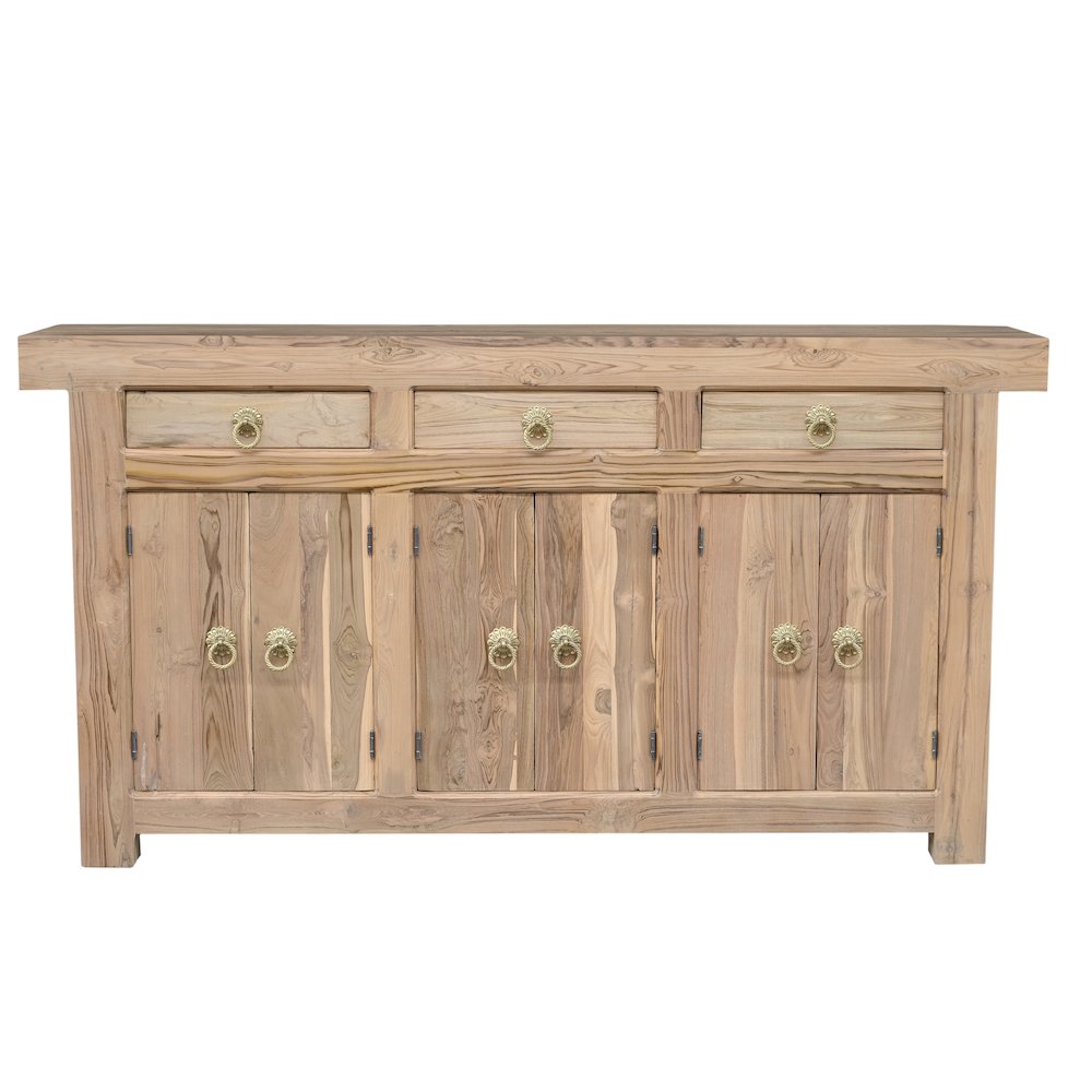 Grayson Solid Wood Sideboard Cabinet with 3 Drawers & 6 Doors, Natural Finish. Picture 3