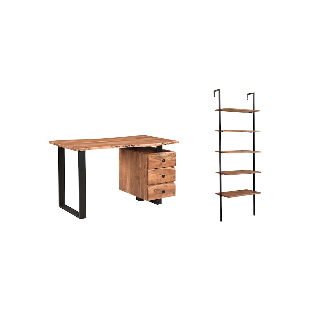 Oren 3-drawer Live Edge Solid Wood Writing Desk. Picture 7