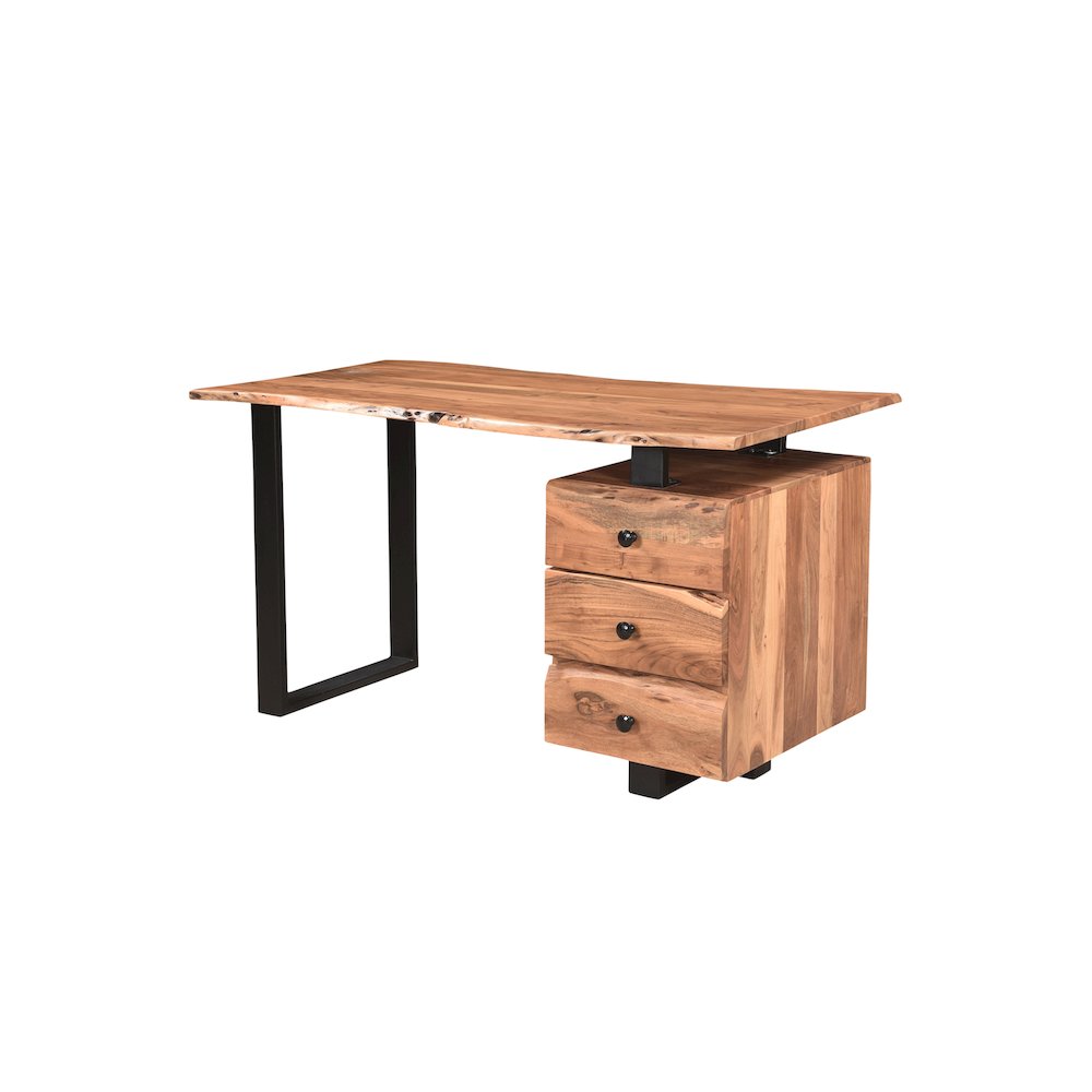 Oren 3-drawer Live Edge Solid Wood Writing Desk. Picture 3