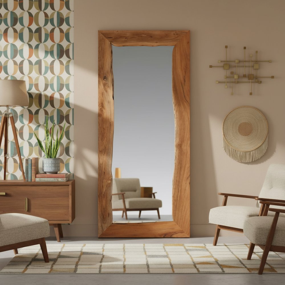 Oren 72" Live Edge Solid Wood Accent Mirror. Picture 6