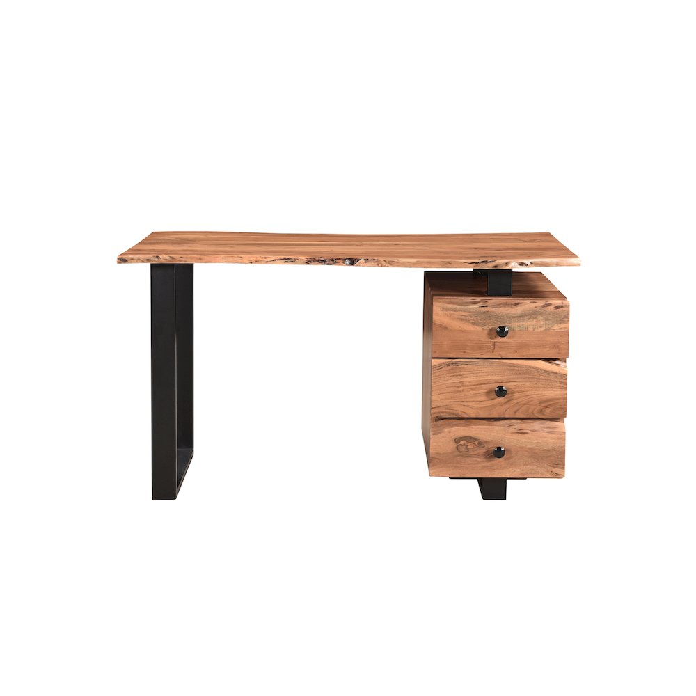 Oren 3-drawer Live Edge Solid Wood Writing Desk. Picture 2