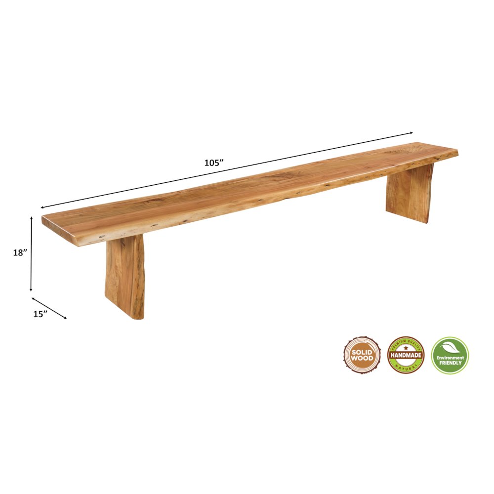 Savoy 105" Live Edge Solid Wood Dining Bench. Picture 6