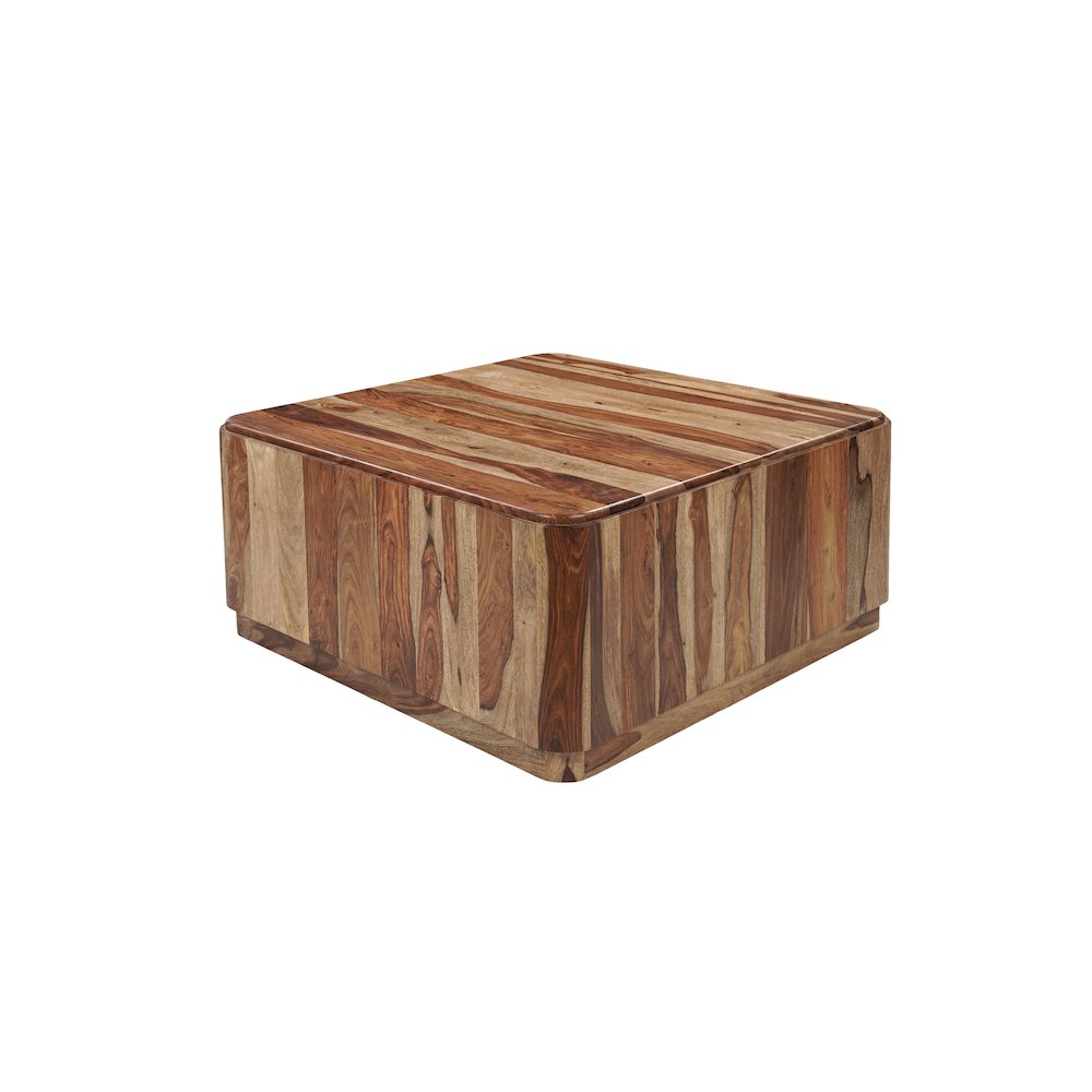 Marin Solid Wood Square Coffee Table with Low-Profile Base, Brown Finish. Picture 1