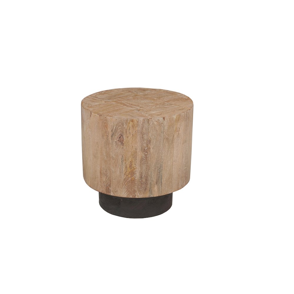 Reed Round Solid Wood Coffee Table with Natural Brown Finish. Picture 2