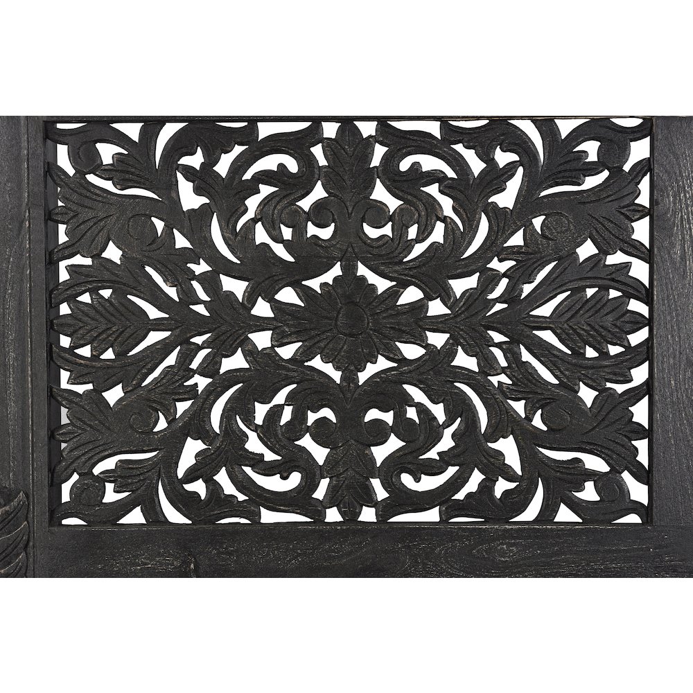 Elowen Floral Carved Solid Wood Queen Panel Bed. Picture 5