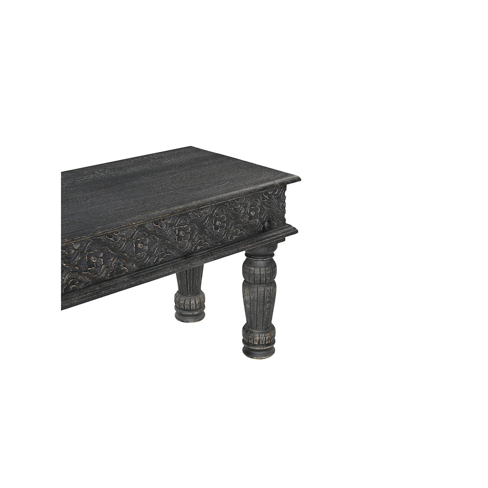 Eldris 58" Carved Solid Wood Dining Bench. Picture 3