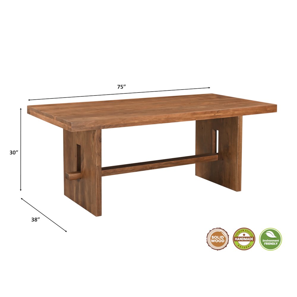 Elyria 75" Solid Wood Trestle Dining Table. Picture 5