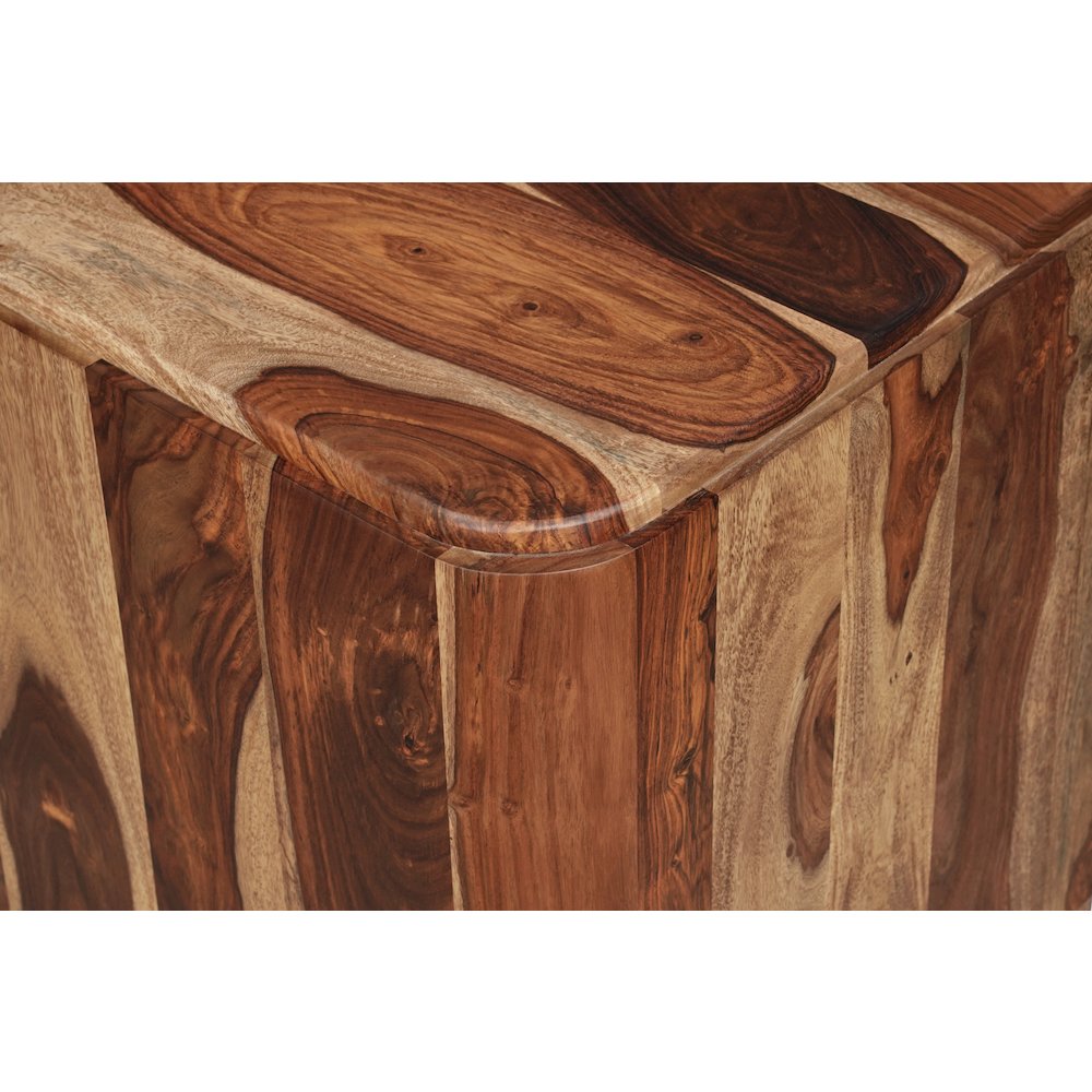 Marin Solid Wood Square End Table with Low-Profile Platform Base, Brown Finish. Picture 3