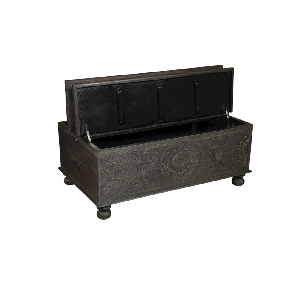 Lift-Top Coffee Table with Hidden Storage Decorative Floral Detail. Picture 4