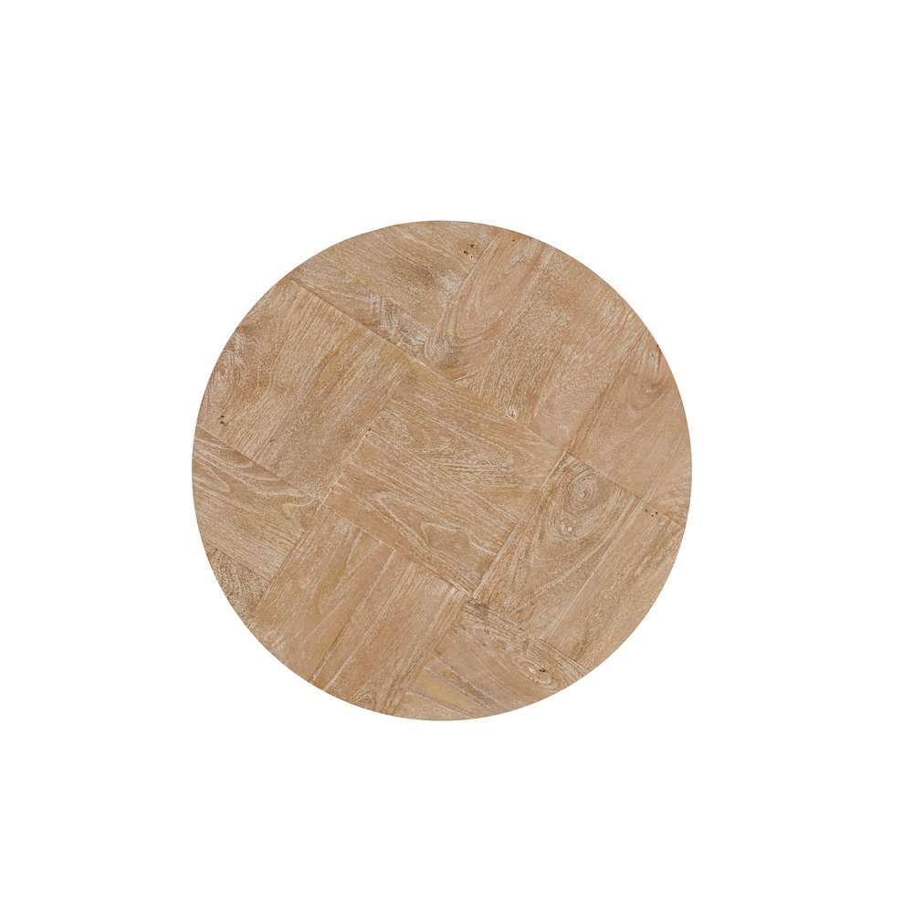 Reed Round Solid Wood Coffee Table with Natural Brown Finish. Picture 5