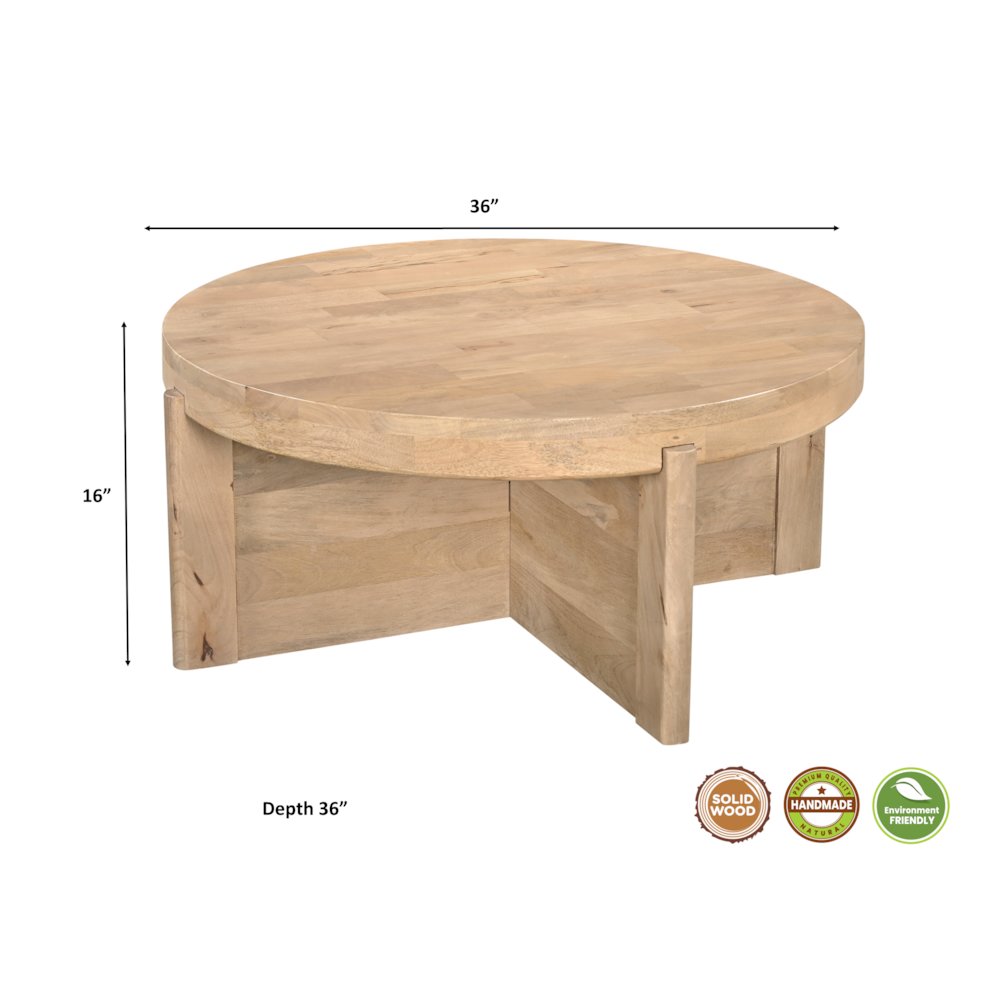 Adrien Round Solid Wood Coffee Table. Picture 6