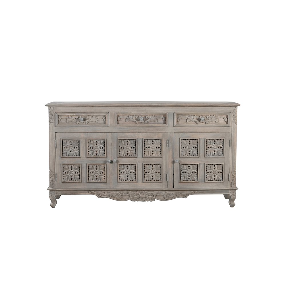 Grayson 3-drawer 3-door Carved Solid Wood Sideboard. Picture 1