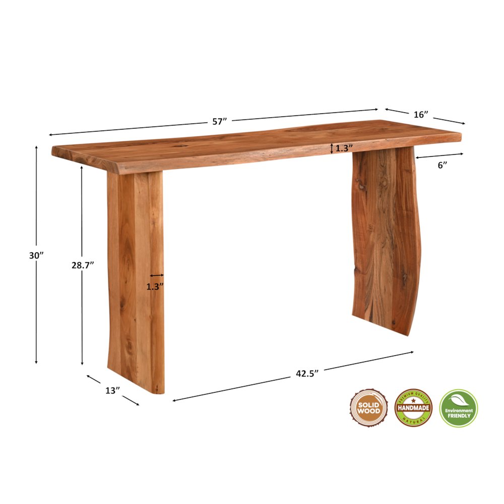 Oren Live Edge Solid Wood Console Table. Picture 6