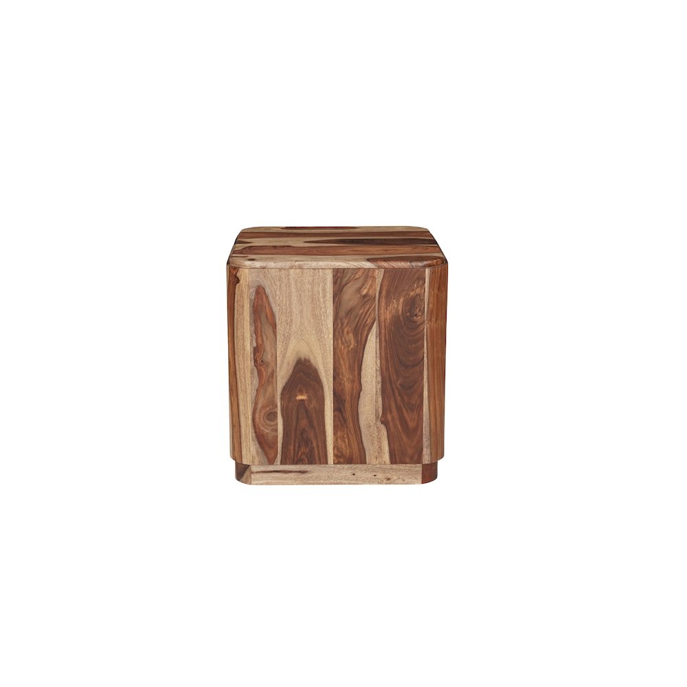 Marin Solid Wood Square End Table with Low-Profile Platform Base, Brown Finish. Picture 2