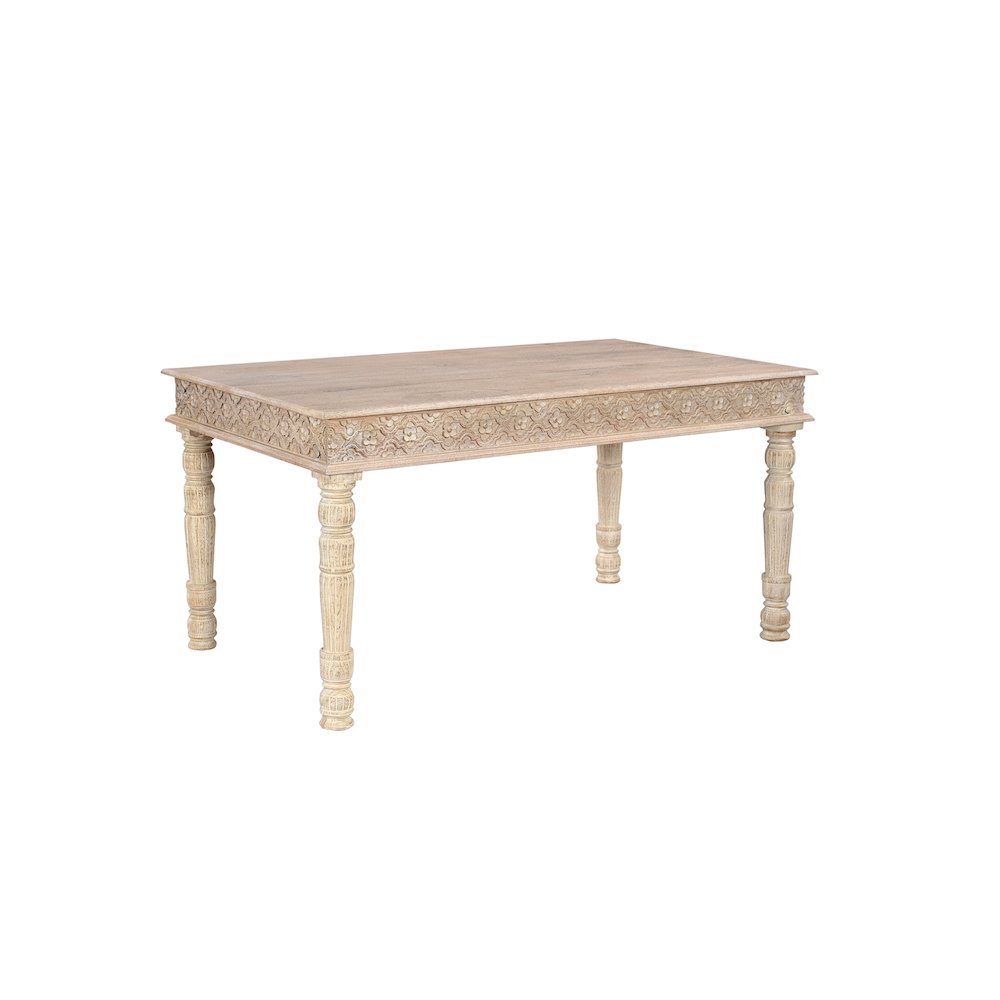 Eldris 60" Carved Solid Wood Dining Table. Picture 1
