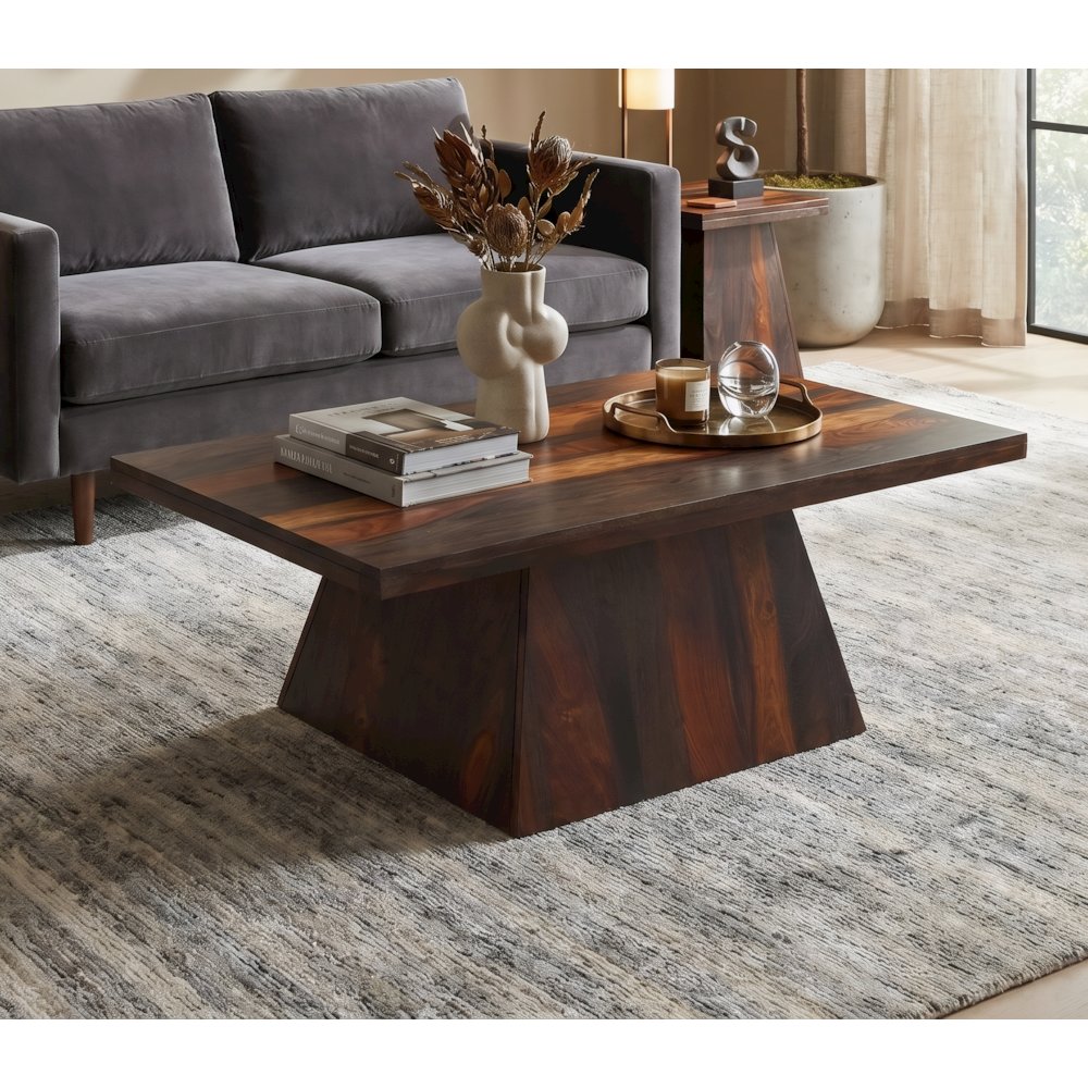 Marin 2-piece Modern Rectangular Solid Wood Living Room Table Set. Picture 4