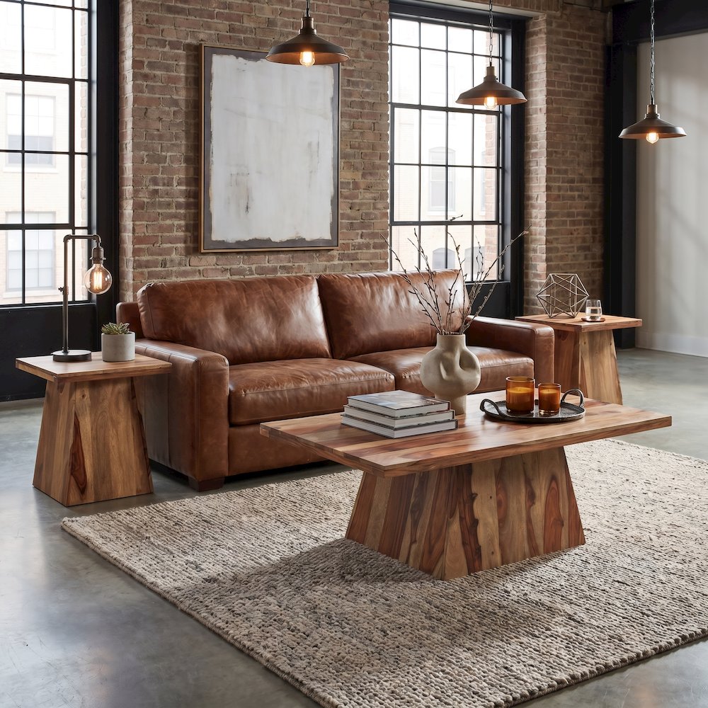 Marin 2-piece Modern Rectangular Solid Wood Living Room Table Set. Picture 1