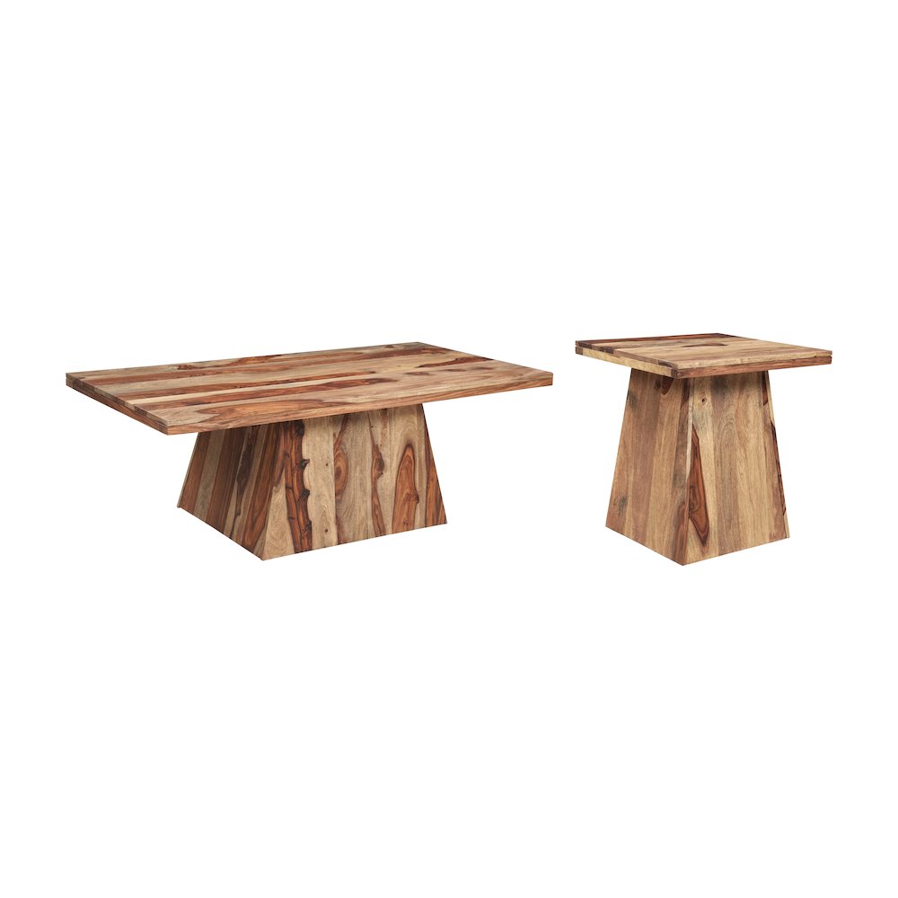 Marin 2-piece Modern Rectangular Solid Wood Living Room Table Set. Picture 3