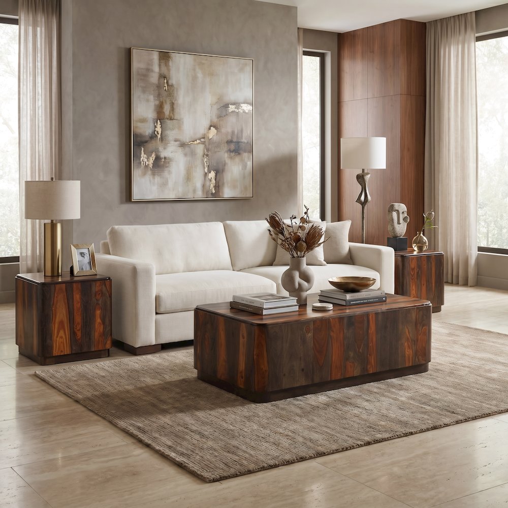Marin 2-piece Rectangular Solid Wood Living Room Table Set. Picture 3