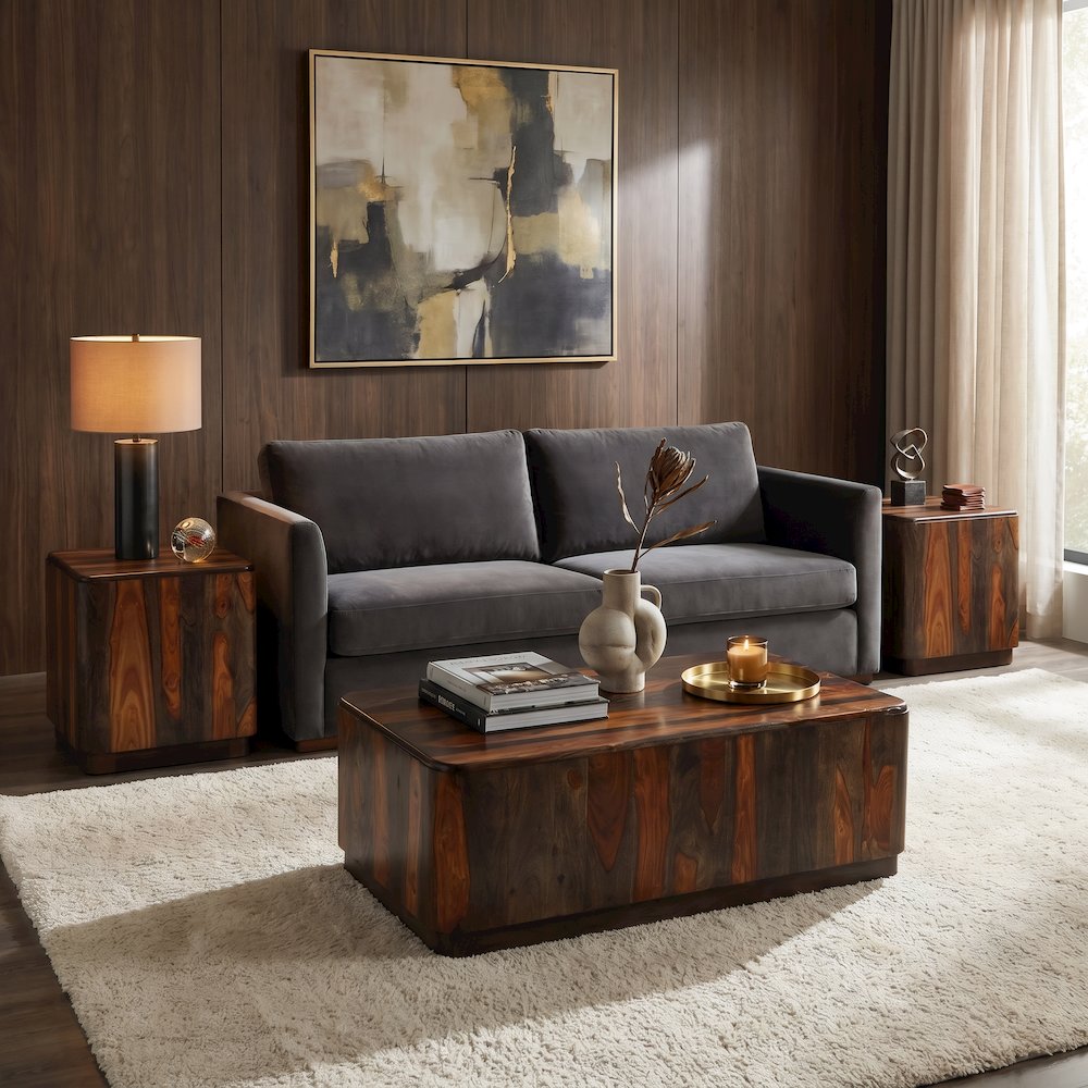 Marin 2-piece Rectangular Solid Wood Living Room Table Set. Picture 4