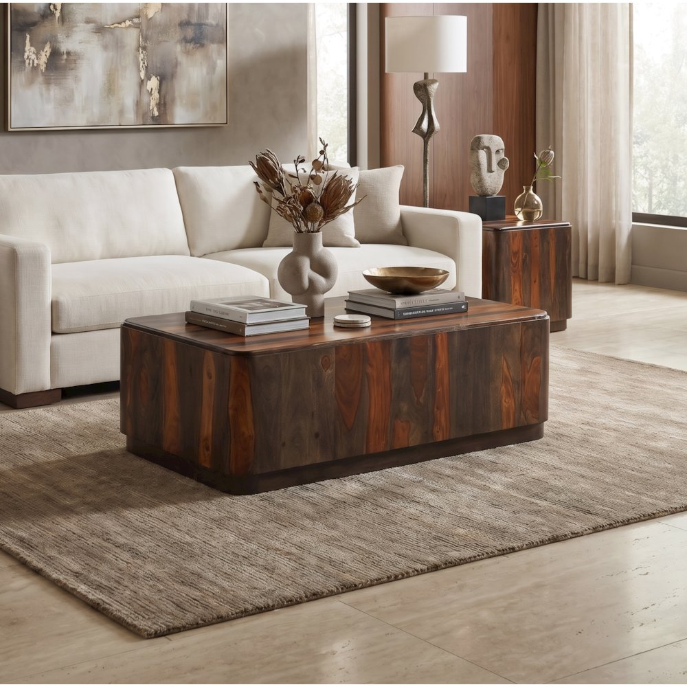 Marin 2-piece Rectangular Solid Wood Living Room Table Set. Picture 1