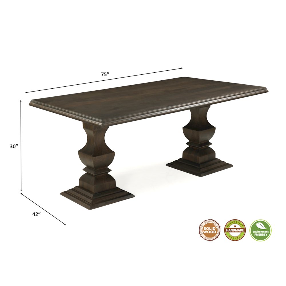 Adrien Solid Wood Rectangular Double Pedestal Dining Table. Picture 7