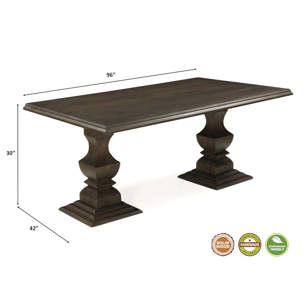 Adrien Solid Wood Rectangular Double Pedestal Dining Table. Picture 7
