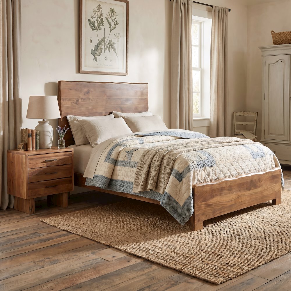 Linden Solid Wood Live Edge Panel Bed. Picture 2