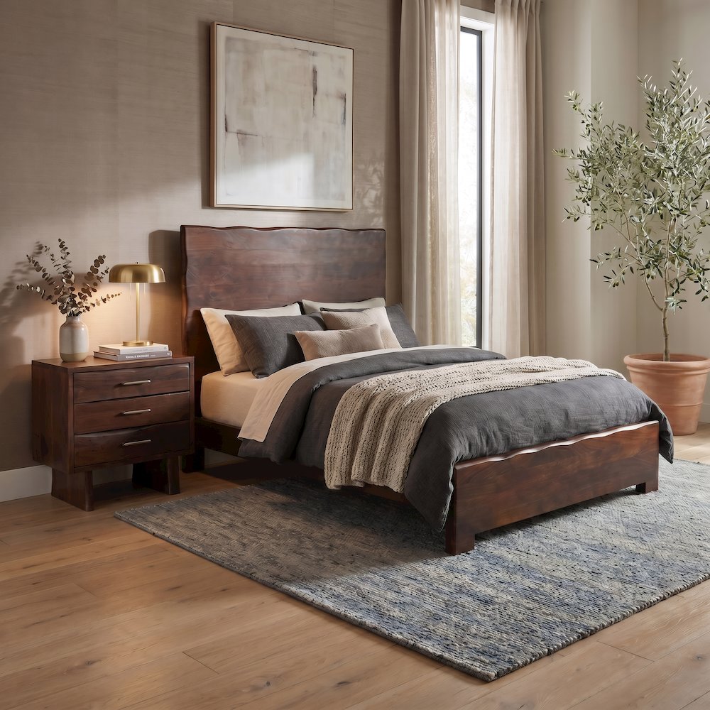 Linden Solid Wood Live Edge Panel Bed. Picture 2