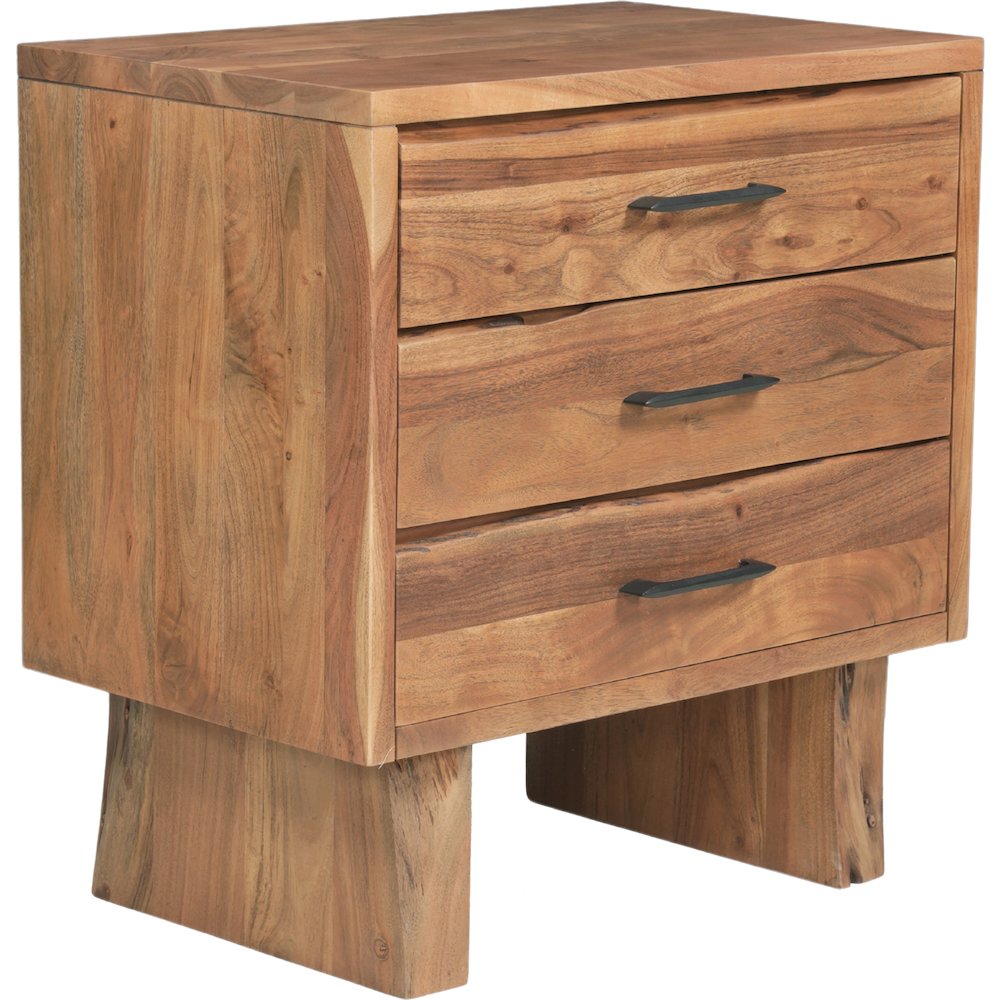 Linden Live Edge Solid Wood 3-drawer Nightstand. Picture 2