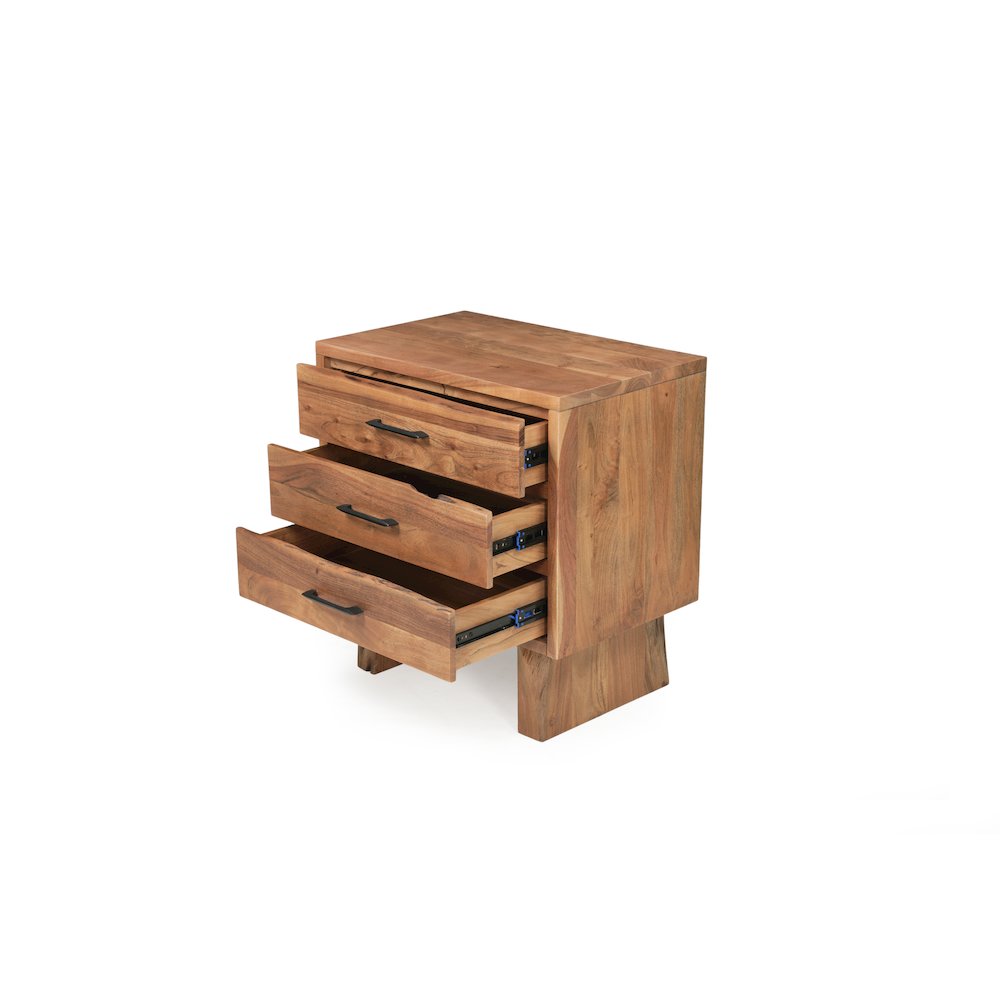 Linden Live Edge Solid Wood 3-drawer Nightstand. Picture 4
