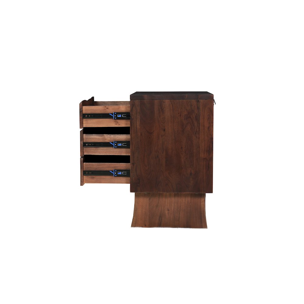Linden Live Edge Solid Wood 3-drawer Nightstand. Picture 6