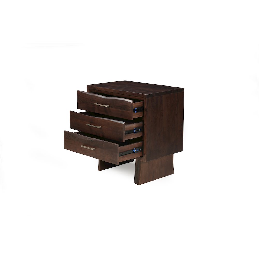 Linden Live Edge Solid Wood 3-drawer Nightstand. Picture 5