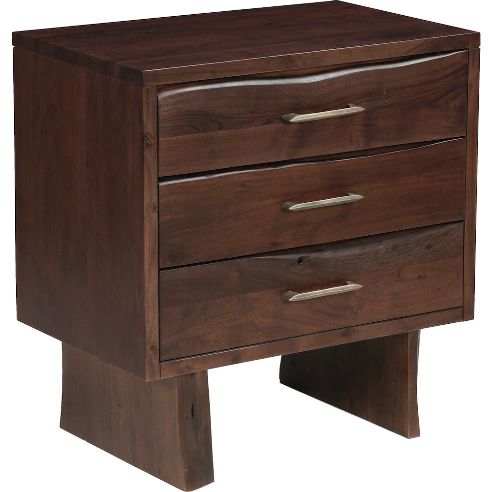 Linden Live Edge Solid Wood 3-drawer Nightstand. Picture 3