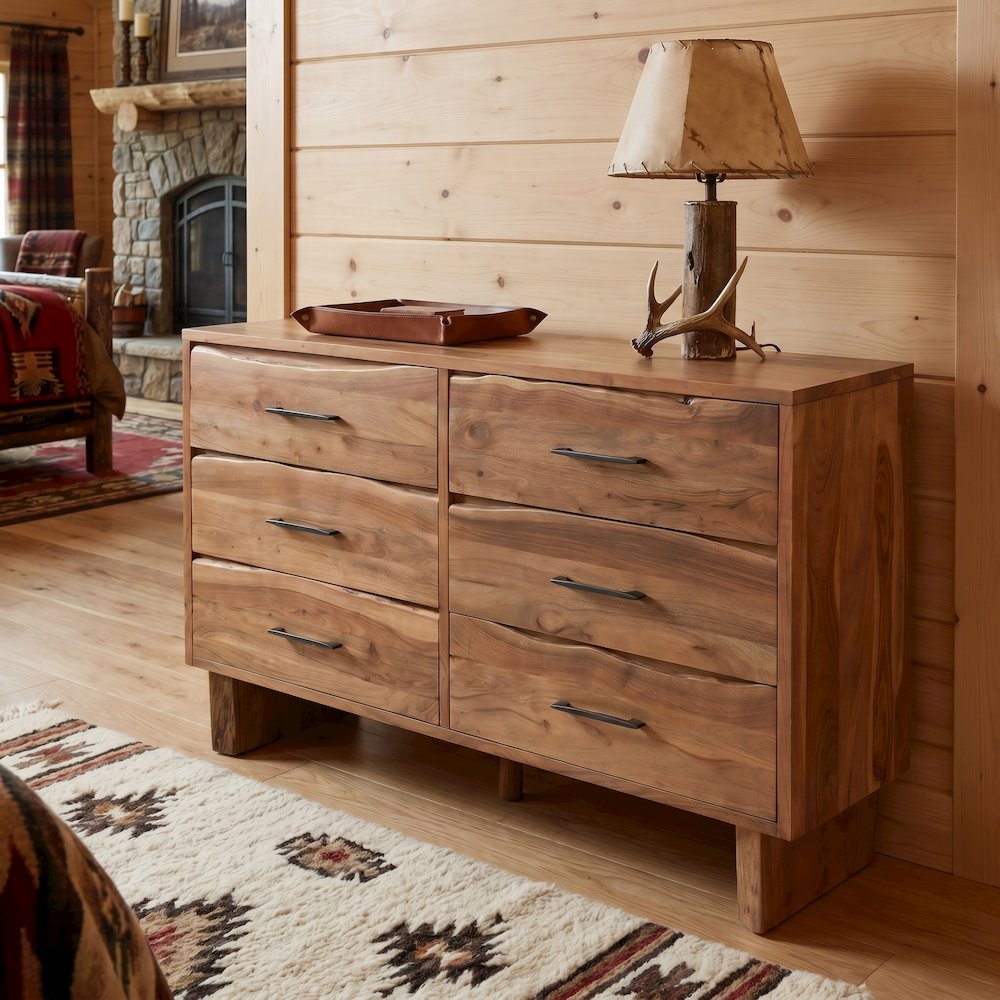 Linden Live Edge Solid Wood 6-drawer Dresser. Picture 2